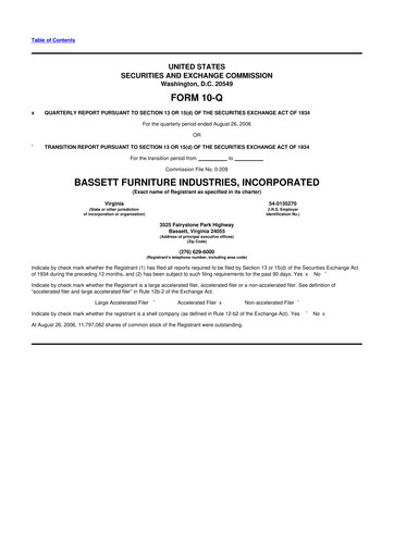 Thumbnail Bassett Furniture 10-Q Quarterly Report FY 