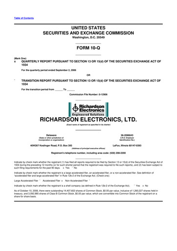 Thumbnail Richardson Electronics 10-Q Quarterly Report FY 
