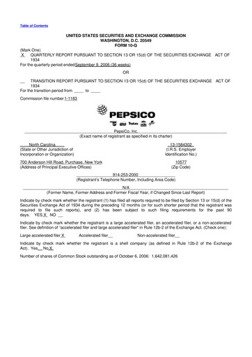 Thumbnail Pepsico 10-Q Quarterly Report FY 