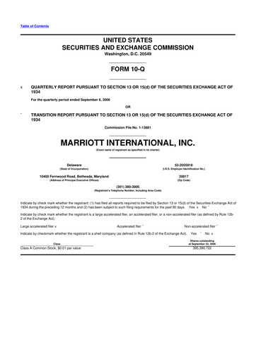 Thumbnail Marriott International 10-Q Quarterly Report FY 