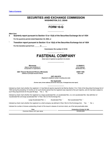 Thumbnail Fastenal 10-Q Quarterly Report FY 