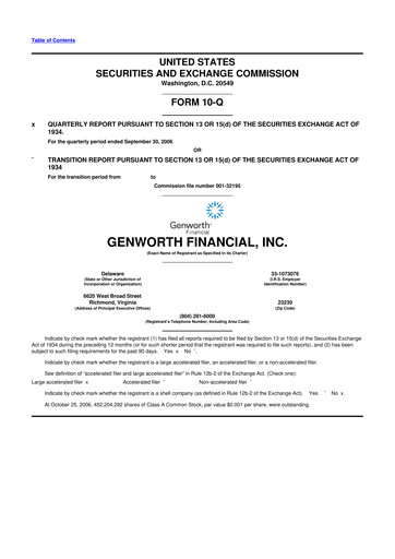 Thumbnail Genworth Financial
 10-Q Quarterly Report FY 