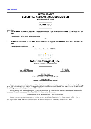 Thumbnail Intuitive Surgical 10-Q Quarterly Report FY 