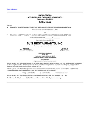 Thumbnail BJ's Restaurants
 10-Q Quarterly Report FY 