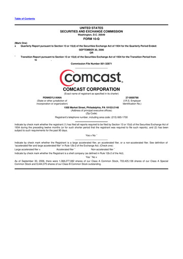 Vorschaubild Comcast 10-Q Quartalsbericht  