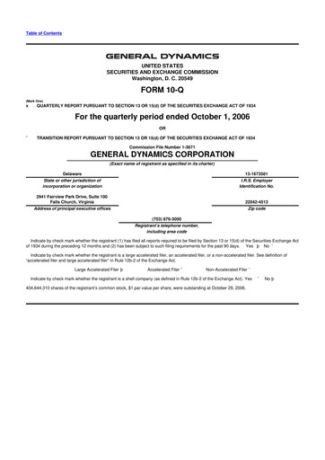 Thumbnail General Dynamics 10-Q Quarterly Report FY 