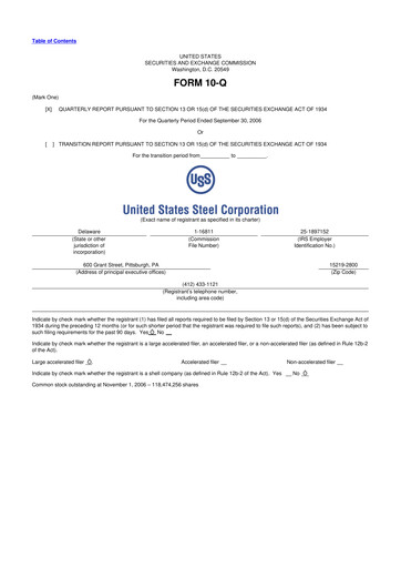 Thumbnail U.S. Steel
 10-Q Quarterly Report FY 