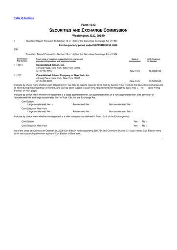 Thumbnail Consolidated Edison 10-Q Quarterly Report FY 