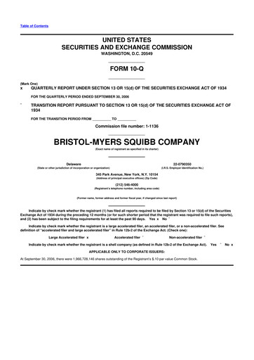 Thumbnail Bristol-Myers Squibb 10-Q Quarterly Report FY 