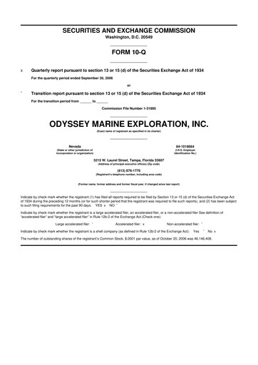 Thumbnail Odyssey Marine Exploration 10-Q Quarterly Report FY 