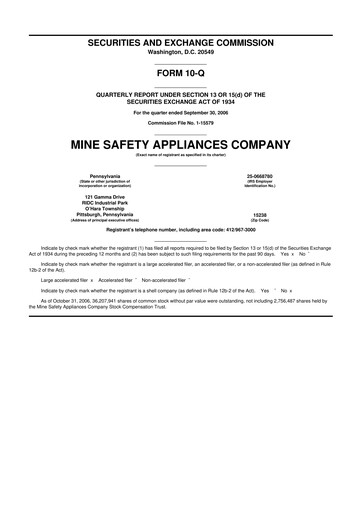 Thumbnail MSA Safety 10-Q Quarterly Report FY 