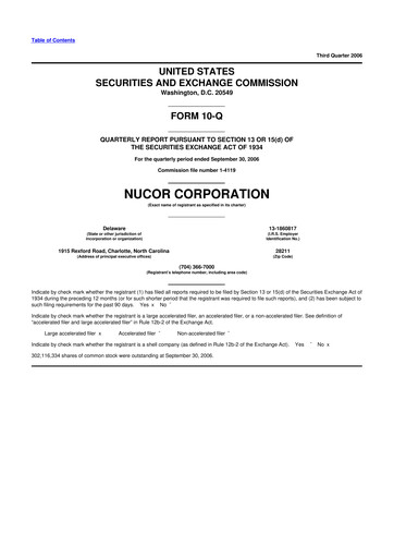 Thumbnail Nucor
 10-Q Quarterly Report FY 
