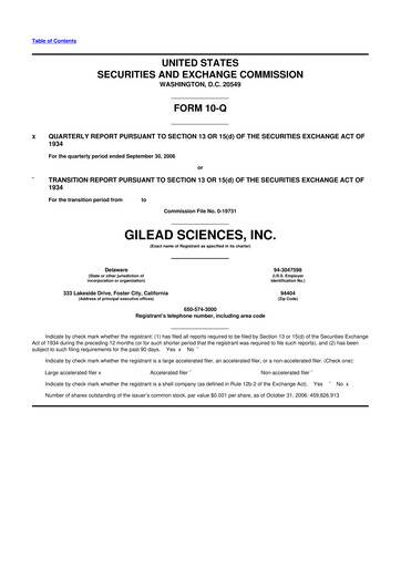 Thumbnail Gilead Sciences 10-Q Quarterly Report FY 