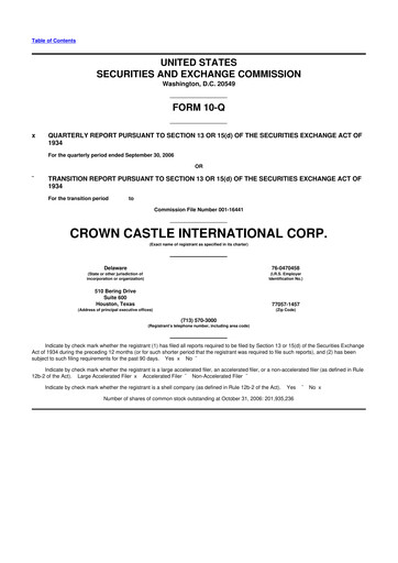 Thumbnail Crown Castle 10-Q Quarterly Report FY 