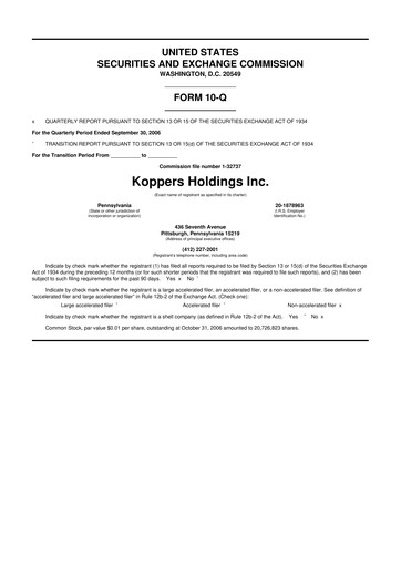 Vorschaubild Koppers Holdings 10-Q Quartalsbericht  