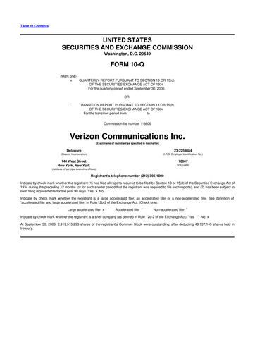 Vorschaubild Verizon 10-Q Quartalsbericht  