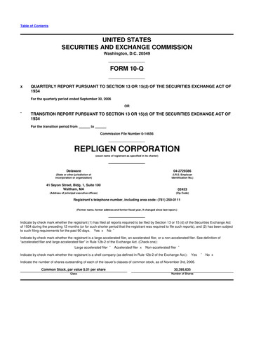 Thumbnail Repligen
 10-Q Quarterly Report FY 