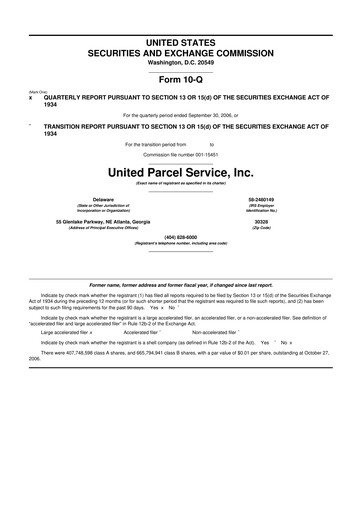 Thumbnail United Parcel Service 10-Q Quarterly Report FY 