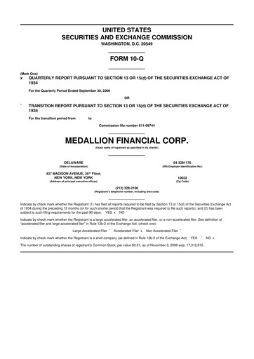 Thumbnail Medallion Financial Corp. 10-Q Quarterly Report FY 
