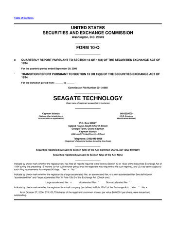 Thumbnail Seagate Technology 10-Q Quarterly Report FY 