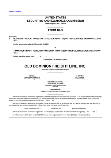 Thumbnail Old Dominion Freight Line
 10-Q Quarterly Report FY 