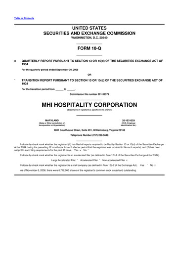 Miniature Sotherly Hotels 10-Q Rapport trimestriel  