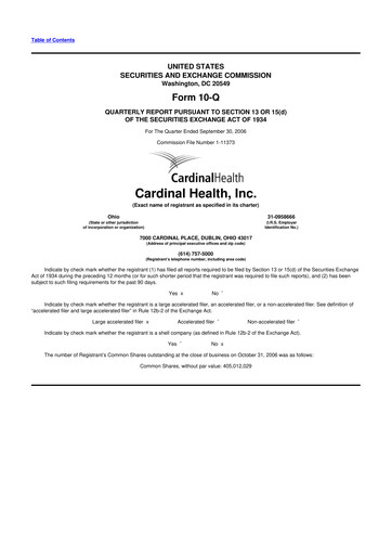 Thumbnail Cardinal Health 10-Q Quarterly Report FY 