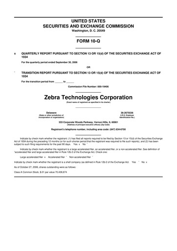 Thumbnail Zebra Technologies 10-Q Quarterly Report FY 