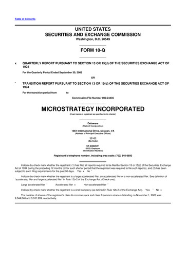 Thumbnail Strategy 
 (MicroStrategy) 10-Q Quarterly Report FY 