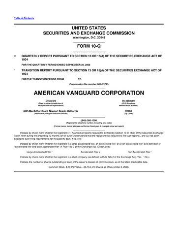 Thumbnail American Vanguard 10-Q Quarterly Report FY 