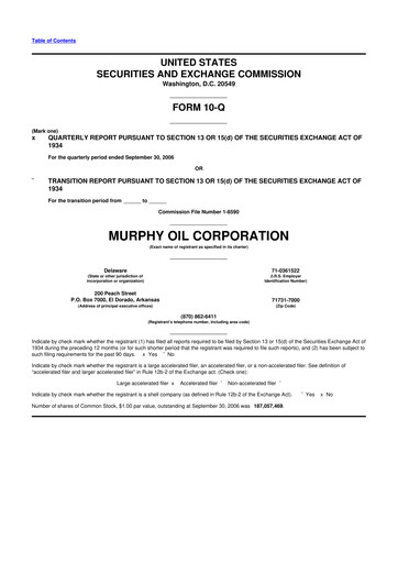 Thumbnail Murphy Oil
 10-Q Quarterly Report FY 