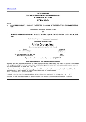 Vorschaubild Altria Group 10-Q Quartalsbericht  