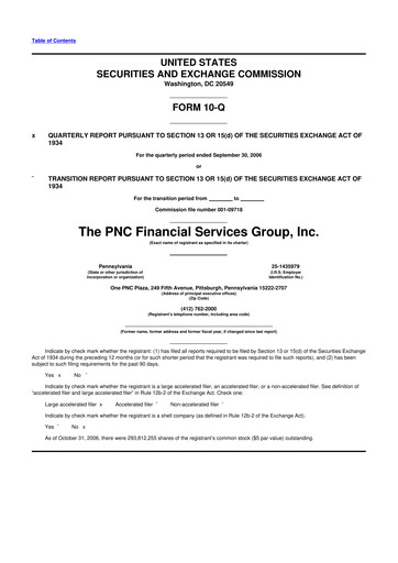 Thumbnail PNC Financial Services 10-Q Quarterly Report FY 