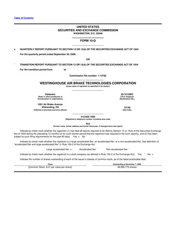 Thumbnail Wabtec 10-Q Quarterly Report FY 