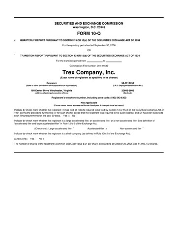 Miniature Trex 10-Q Rapport trimestriel  