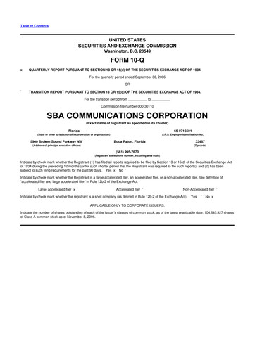 Thumbnail SBA Communications 10-Q Quarterly Report FY 
