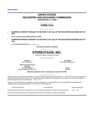 Thumbnail Stereotaxis 10-Q Quarterly Report FY 