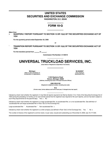 Thumbnail Universal Logistics Holdings 10-Q Quarterly Report FY 