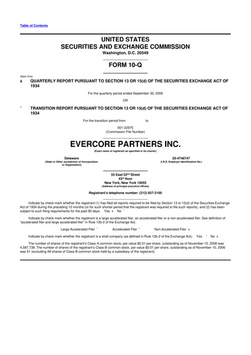 Vorschaubild Evercore 10-Q Quartalsbericht  