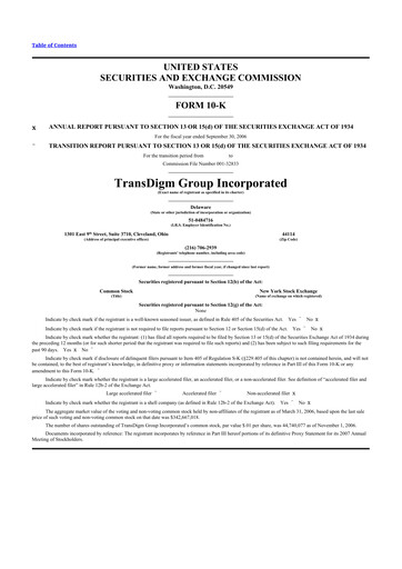 Thumbnail TransDigm Group 10-K Annual Report 