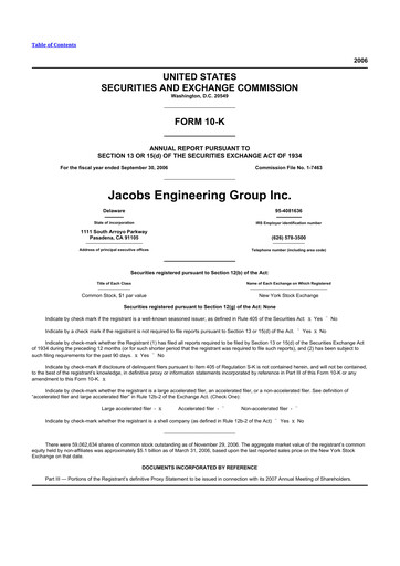 Thumbnail Jacobs Engineering 10-K Annual Report 