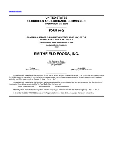 Thumbnail Smithfield Foods 10-Q Quarterly Report FY 