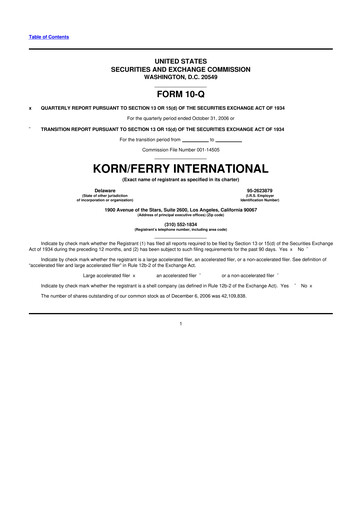 Miniature Korn Ferry
 10-Q Rapport trimestriel  