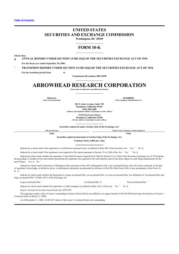 Thumbnail Arrowhead Pharmaceuticals
 10-K Annual Report 