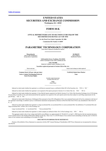 Thumbnail PTC 10-K Annual Report 