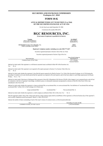 Thumbnail RGC Resources 10-K Annual Report 