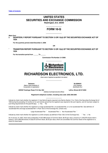 Thumbnail Richardson Electronics 10-Q Quarterly Report FY 