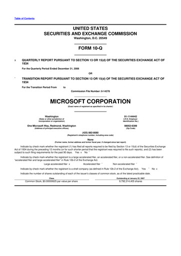 Thumbnail Microsoft 10-Q Quarterly Report FY 