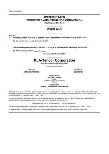 Thumbnail KLA 10-Q Quarterly Report FY 