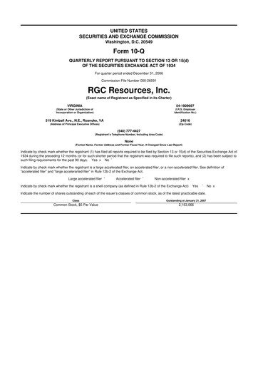 Thumbnail RGC Resources 10-Q Quarterly Report FY 